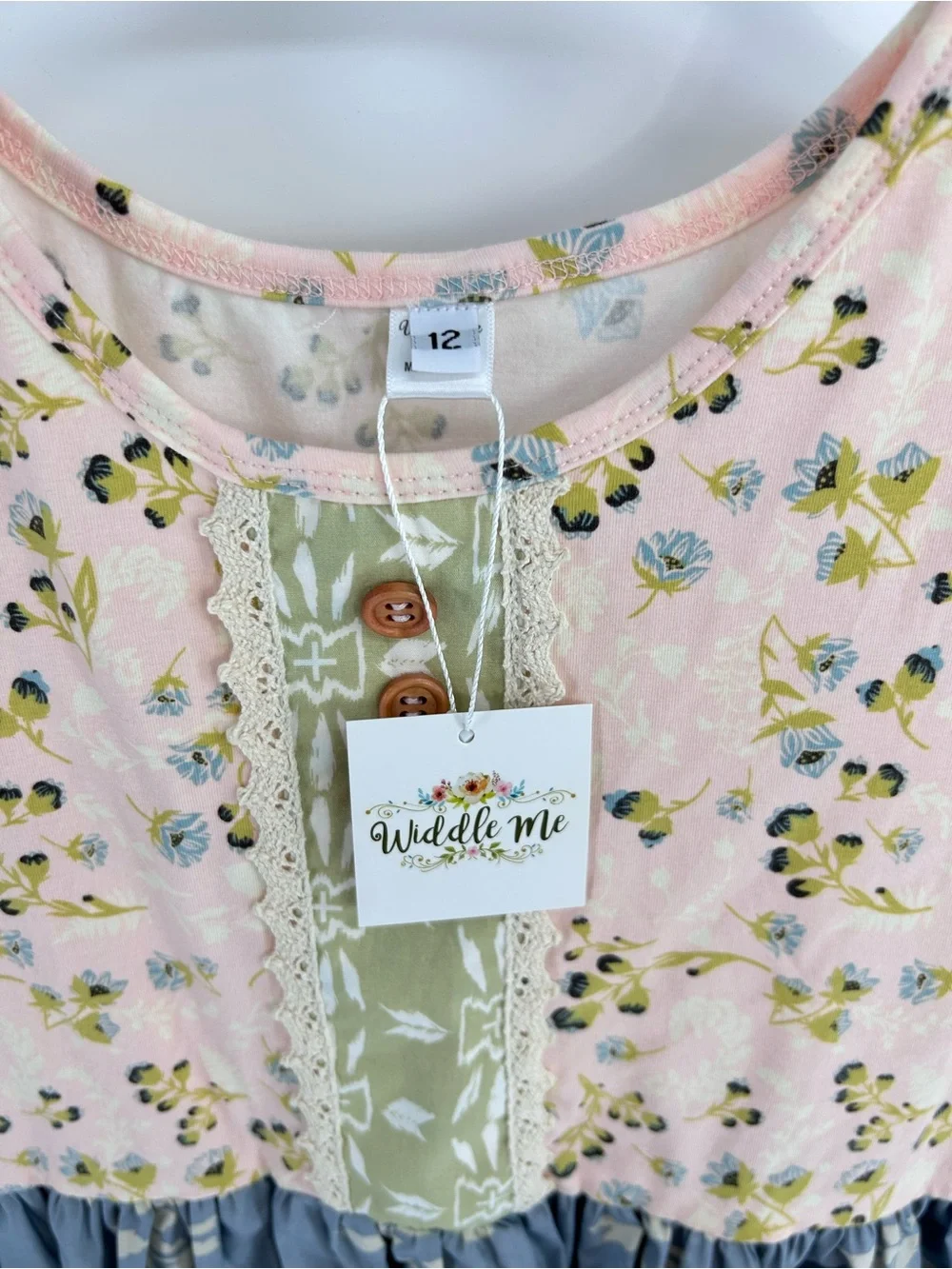 NWT Girls Widdle Me Boutique Floral Patchwork Dress - Size 12